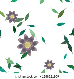 Seamless flowers vector pattern. Background texture in floral style.
