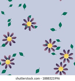 Seamless flowers vector pattern. Background texture in floral style.