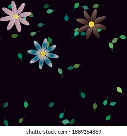 Seamless flowers vector pattern. Background texture in floral style.