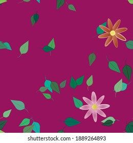 Seamless flowers vector pattern. Background texture in floral style.