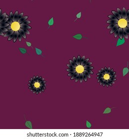 Seamless flowers vector pattern. Background texture in floral style.