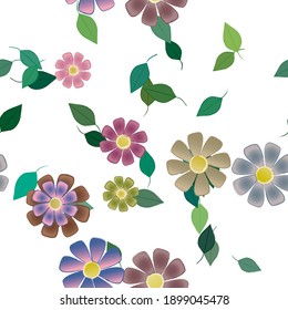 Seamless flowers vector pattern. Background texture in floral style.