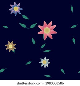 Seamless flowers vector pattern. Background texture in floral style.