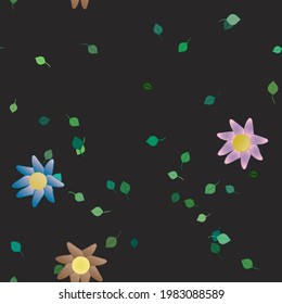 Seamless flowers vector pattern. Background texture in floral style.