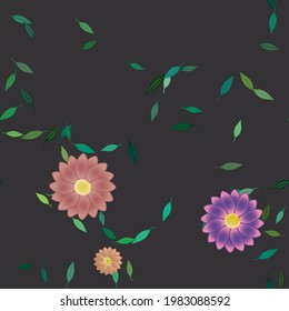 Seamless flowers vector pattern. Background texture in floral style.