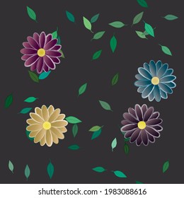 Seamless flowers vector pattern. Background texture in floral style.