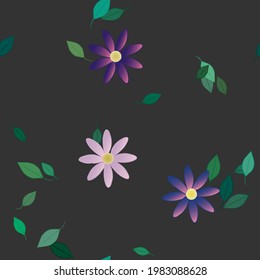 Seamless flowers vector pattern. Background texture in floral style.