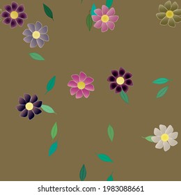 Seamless flowers vector pattern. Background texture in floral style.