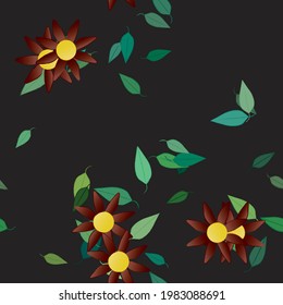 Seamless flowers vector pattern. Background texture in floral style.