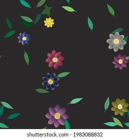 Seamless flowers vector pattern. Background texture in floral style.