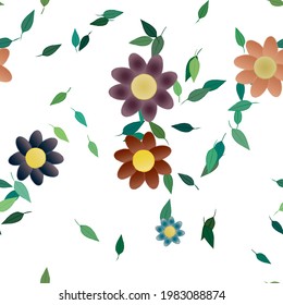 Seamless flowers vector pattern. Background texture in floral style.
