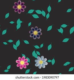 Seamless flowers vector pattern. Background texture in floral style.