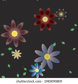 Seamless flowers vector pattern. Background texture in floral style.