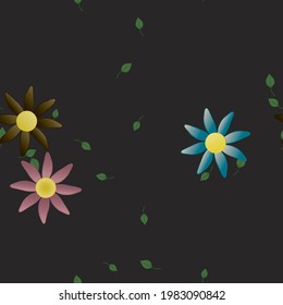 Seamless flowers vector pattern. Background texture in floral style.
