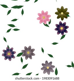Seamless flowers vector pattern. Background texture in floral style.