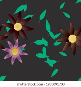 Seamless flowers vector pattern. Background texture in floral style.