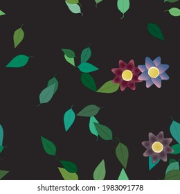 Seamless flowers vector pattern. Background texture in floral style.