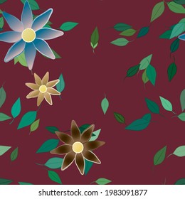 Seamless flowers vector pattern. Background texture in floral style.