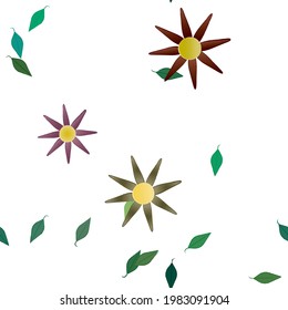 Seamless flowers vector pattern. Background texture in floral style.