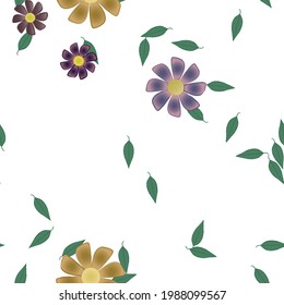 Seamless flowers vector pattern. Background texture in floral style.