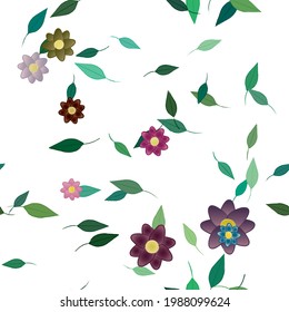 Seamless flowers vector pattern. Background texture in floral style.