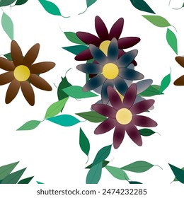 Patrón de Vector de flores sin costura. Textura de fondo en estilo floral.