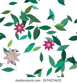 Seamless flowers vector pattern. Background texture in floral style.