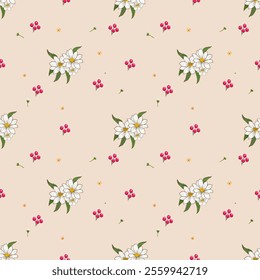 Seamless flowers, vintage white flowers, gift wrapping paper, notebooks, tiles, burlap, curtains