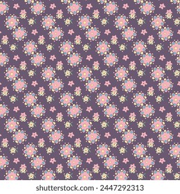 Seamless flowewrs and leaves pattern. Vector illustration