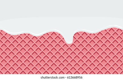 Seamless Flowing milk on wafer texture sweet food vector background abstract. Flat color style design. No gradient
