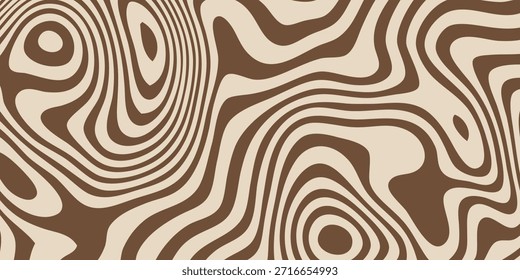 Un patrón fluido y sin fisuras con líneas orgánicas y arremolinadas en marrón y beige, creando una sensación de movimiento y profundidad.