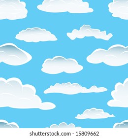 Seamless fluffy cloudy background for design use