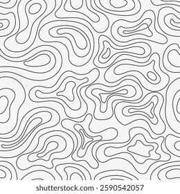 Seamless Fluid Line Art Pattern. Black and White Vector Background