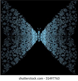 Seamless fly butterfly weeds pattern