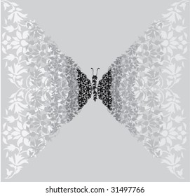 Seamless fly butterfly weeds pattern