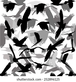 Seamless flying birds. Vector