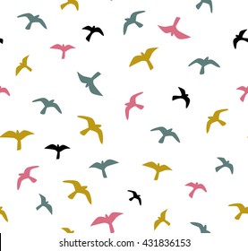 Seamless flying birds. Vector seamless pattern. Background with seagulls.