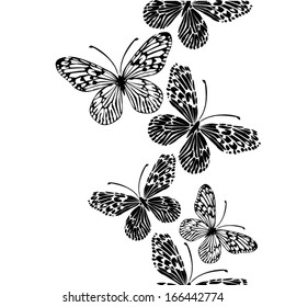 seamless flying black butterflies . Vector