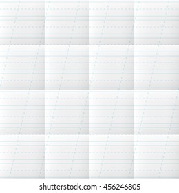 Seamless folded note paper. Line graph paper for primary school.
Highly editable seamless pattern, mask and blend tool used.