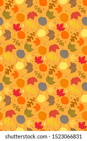 Seamless foliage pattern with autumnal aspen maple oak leaves for fabric/textile printing, wallpaper, gift wrap, table mat, tablecloth, etc 