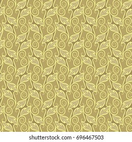 Seamless foliage pattern. Color damask vector texture. Floral and Swirl Element. Ideal for Textile Print and Wallpapers.