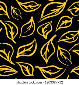 Seamless foliage pattern. Gold leaf vector background
