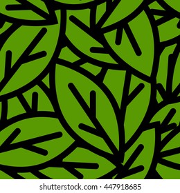 Seamless foliage pattern. Green leaves pattern