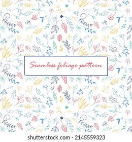 Seamless Foliage Pattern modern foliage print leaf nature decorative elements