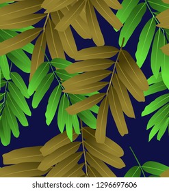 Seamless foliagel pattern with tropical plants.Foliage seamless pattern in hawaiian style use for print fabric,textile,wallpaper,background