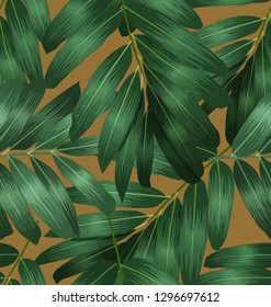 Seamless foliagel pattern with tropical plants.Foliage seamless pattern in hawaiian style use for print fabric,textile,wallpaper,background