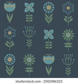 Seamless folk art flower pattern. Vector