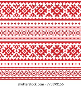 Seamless folk art pattern, Lapland traditional design, Sami vector seamless background Scandinavian, Nordic wallpaper.

Retro winter belt patterns from Norway, Sweden, Finland, and the Murmansk Oblast