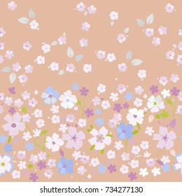 Seamless folk border in little flowers. Floral background for textile, wallpaper, paper, cover, wrapping.