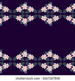 Seamless folk border in small wild flowers. Country style millefleurs. Floral meadow background for textile, wallpaper, pattern fills, covers, surface, print, gift wrap, scrapbooking, decoupage.